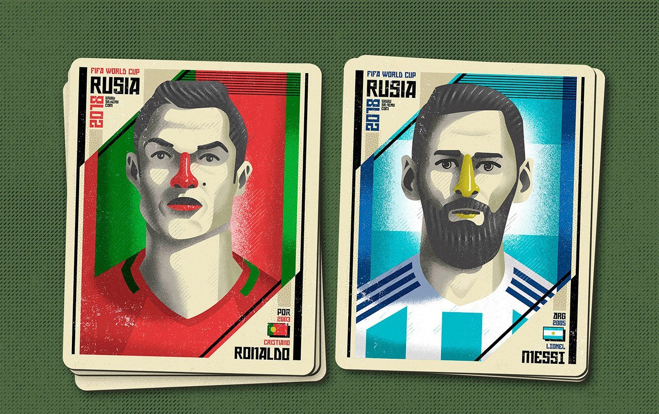 Illustration Mundial Rusia, Cristiano and Messi by Sr.Reny