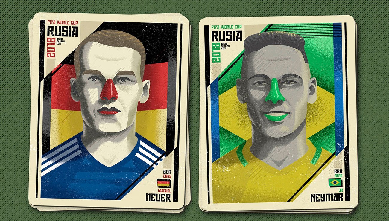 Illustration Mundial Rusia, Neuer and Neymar by Sr.Reny