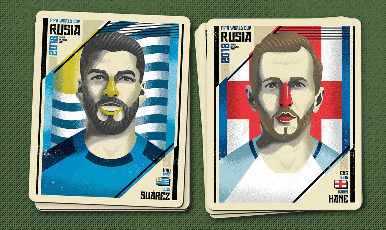 Illustration Mundial Rusia, Suarez and Kane by Sr.Reny